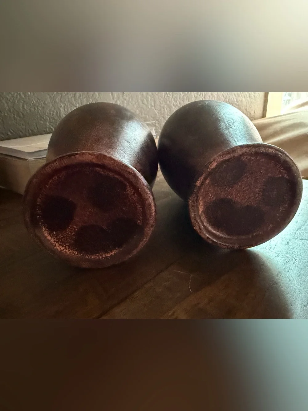 Vintage Dark Brown Ceramic Vases Set of 2